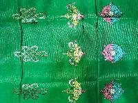 Tibetan Traditional Ceremonial Scarf Or [khada] With Embroidered Ashtamangala