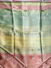 Tibetan Traditional Ceremonial Scarf Or [khada] With Embroidered Ashtamangala