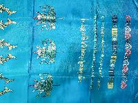 Tibetan Traditional Ceremonial Scarf Or [khada] With Embroidered Ashtamangala