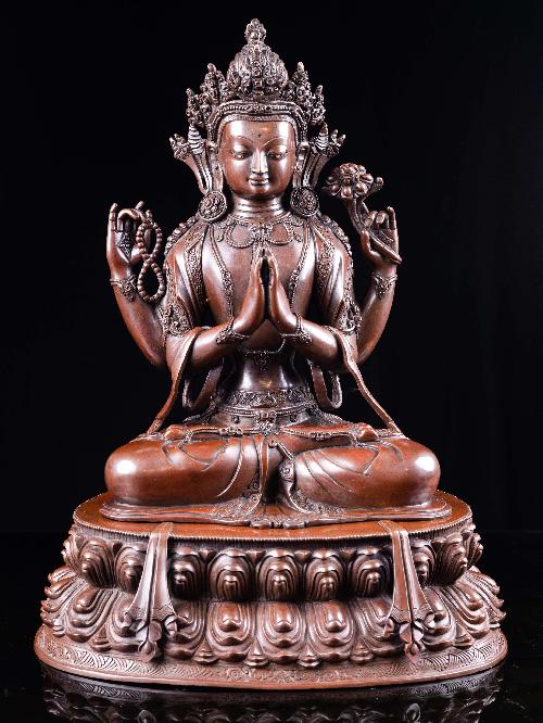 [chenrezig], Buddhist Handmade Statue, Chocolate Oxidized