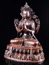 [chenrezig], Buddhist Handmade Statue, Chocolate Oxidized