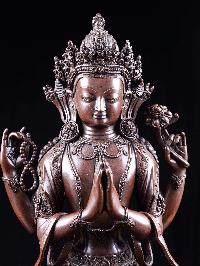 [chenrezig], Buddhist Handmade Statue, Chocolate Oxidized