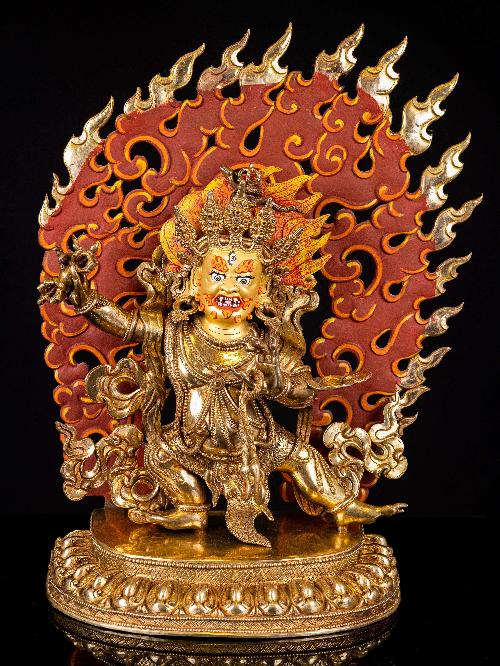 [vajrapani], Buddhist Handmade Statue, [full Gold Plated], [face Painted]