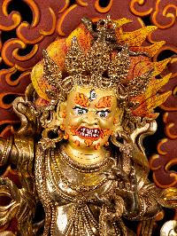 [vajrapani], Buddhist Handmade Statue, [full Gold Plated], [face Painted]