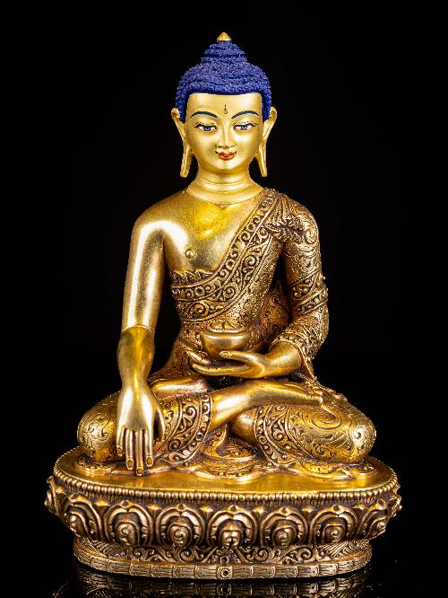 shakyamuni Buddha, Buddhist Handmade Statue, full Gold Plated, face Painted