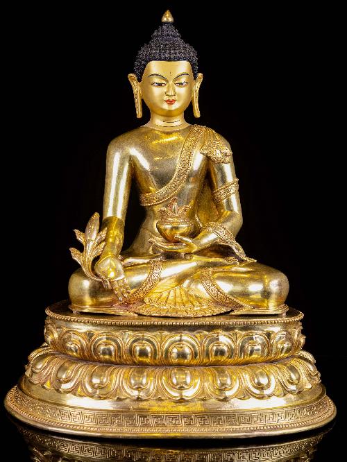 [medicine Buddha], Buddhist Handmade Statue, [full Gold Plated], [face Painted]