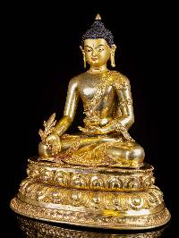 [medicine Buddha], Buddhist Handmade Statue, [full Gold Plated], [face Painted]