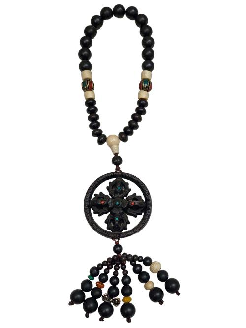 Prayer Bead Mala/necklace With Double Dorje, For Cars And Home