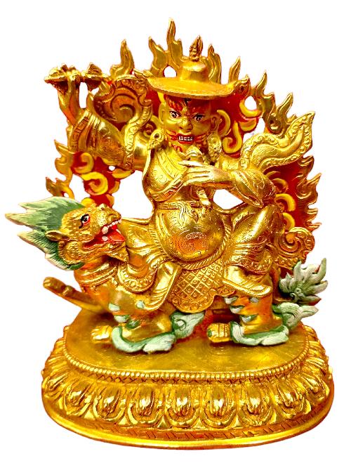 [dorje Legpa],  Handmade Buddhist Statue, Full Gold Plated Painted Face