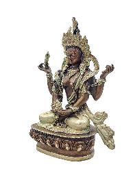 [prajnaparamita], Buddhist Handmade Statue, [silver And Chocolate Oxidized], [painted Face], [high Quality]