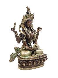 [prajnaparamita], Buddhist Handmade Statue, [silver And Chocolate Oxidized], [painted Face], [high Quality]