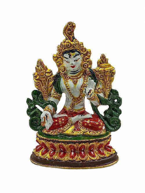 [white Tara], Buddhist Miniature Statue, [high Quality], [traditional Color Finishing], [high Quality]