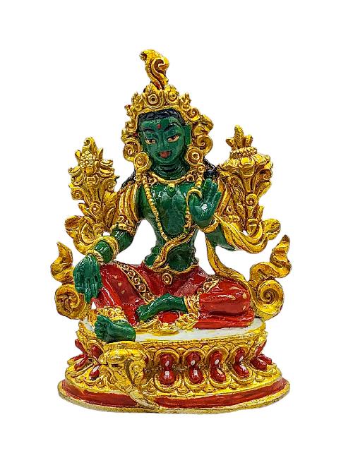 [green Tara], Buddhist Miniature Statue, [high Quality], [traditional Color Finishing], [high Quality]