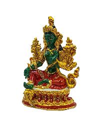 [green Tara], Buddhist Miniature Statue, [high Quality], [traditional Color Finishing], [high Quality]