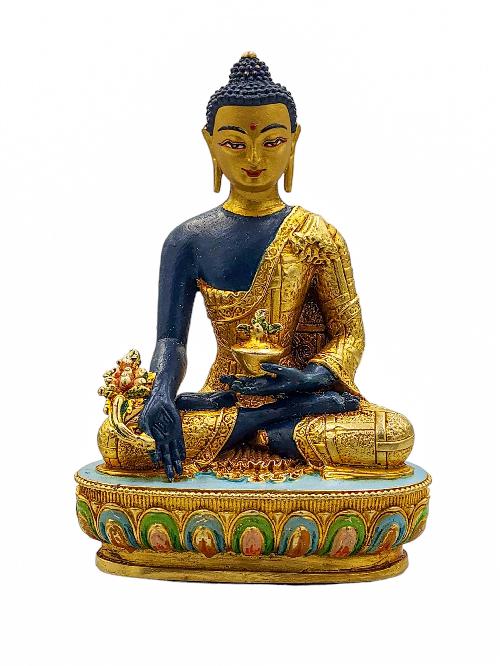 [medicine Buddha], Buddhist Miniature Statue, [high Quality], [traditional Color Finishing], [high Quality]