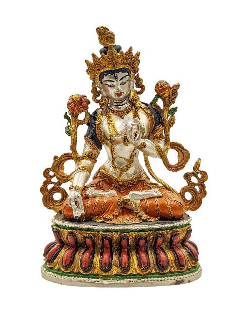 [white Tara], Buddhist Miniature Statue, [high Quality], [traditional Color Finishing], [high Quality]