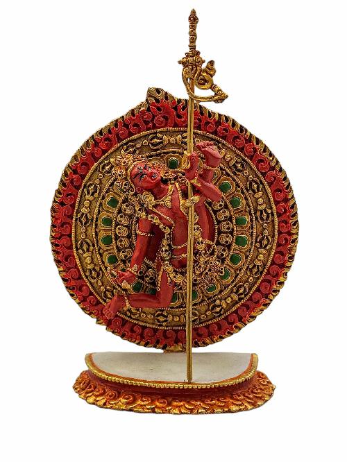 [akash Yogini], Buddhist Round Miniature Statue, [partly Gold Plated]