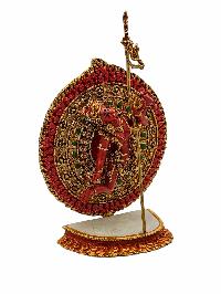 [akash Yogini], Buddhist Round Miniature Statue, [partly Gold Plated]