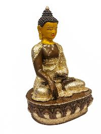 [shakyamuni Buddha], Buddhist Handmade Statue, [silver And Chocolate Oxidized], [painted Face], [high Quality]