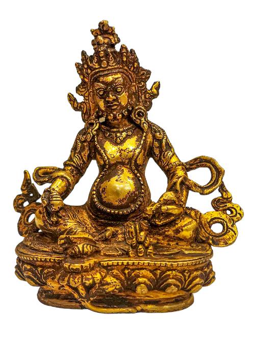 [yellow Jambhala], Buddhist Handmade Statue, [gold Plated], [antique Finishing]