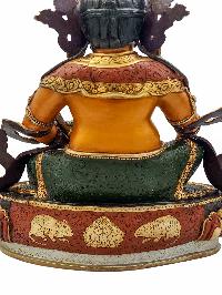 [yellow Jambhala], Buddhist Handmade Statue, [partly Gold Plated], [stone Setting, Face Painted] And [traditional Color Finishing]