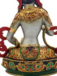 [vajrasattva], Buddhist Handmade Statue, [partly Gold Plated], [stone Setting, Face Painted] And [traditional Color Finishing]