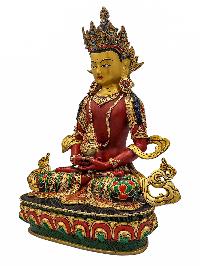 [aparimita], Buddhist Handmade Statue, [partly Gold Plated], [stone Setting, Face Painted] And [traditional Color Finishing]