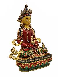 [aparimita], Buddhist Handmade Statue, [partly Gold Plated], [stone Setting, Face Painted] And [traditional Color Finishing]