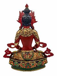 [aparimita], Buddhist Handmade Statue, [partly Gold Plated], [stone Setting, Face Painted] And [traditional Color Finishing]