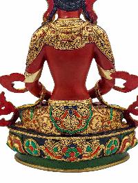 [aparimita], Buddhist Handmade Statue, [partly Gold Plated], [stone Setting, Face Painted] And [traditional Color Finishing]