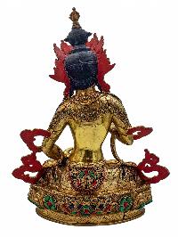 [vajrasattva], Buddhist Handmade Statue, [face Painted], [stone Setting] And [gold Plated]