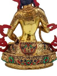 [vajrasattva], Buddhist Handmade Statue, [face Painted], [stone Setting] And [gold Plated]