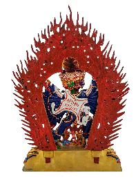 [yamantaka], Buddhist Handmade Statue, [partly Gold Plated], [stone Setting] And [traditional Color Finishing]