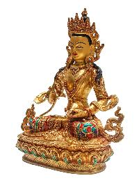 [vajrasattva], Buddhist Handmade Statue, [face Painted], [stone Setting] And [gold Plated]