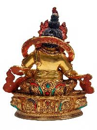 [yellow Jambhala], Buddhist Handmade Statue, [face Painted], [stone Setting] And [gold Plated]