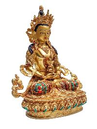 [aparimita], Buddhist Handmade Statue, [face Painted], [stone Setting] And [gold Plated]