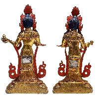 [mandarava Yeshe Tsogyal] , Buddhist Handmade Statue, [face Painted],  And [gold Plated]