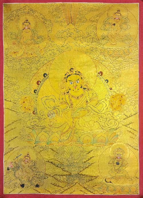 [yellow Jambhala], Buddhist Traditional Painting, Hand Painted, [real Gold]