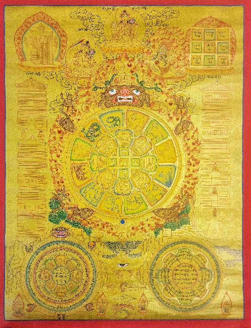 [tibetan Calendar], Buddhist Traditional Painting, Hand Painted, [real Gold]