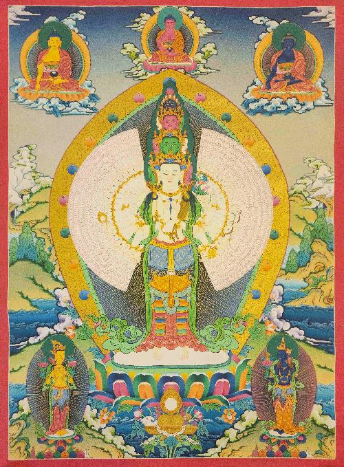 [sahasrabhuja Avalokitesvara], Buddhist Traditional Painting, Hand Painted, [real Gold]