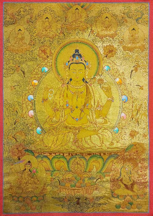 [chenrezig], Buddhist Traditional Painting, Hand Painted, [real Gold]