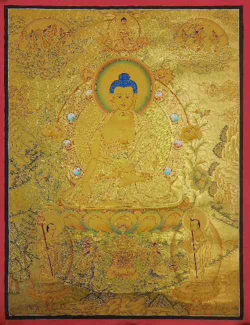 [shakyamuni Buddha], Buddhist Traditional Painting, Hand Painted, [real Gold]