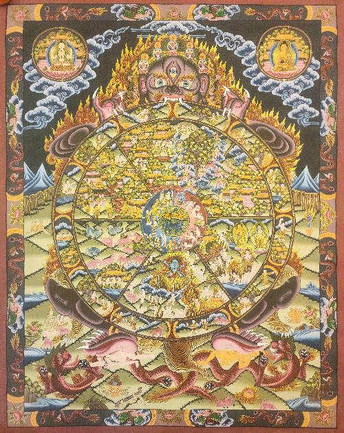 [wheel Of Life], Buddhist Traditional Painting, Hand Painted, [real Gold]