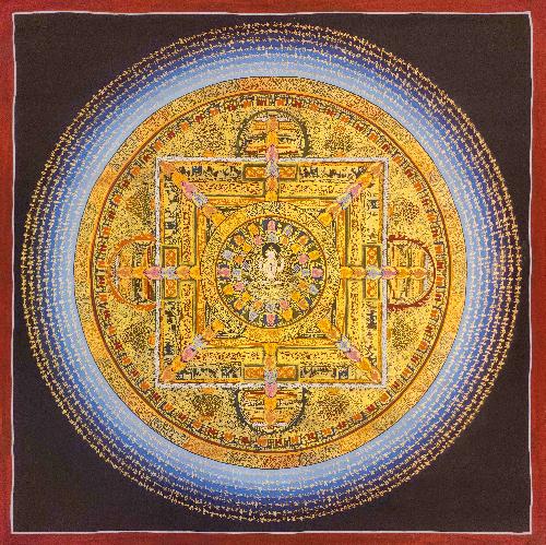 [mantra Mandala], Buddhist Traditional Painting, Hand Painted, [real Gold]