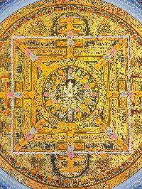 [mantra Mandala], Buddhist Traditional Painting, Hand Painted, [real Gold]