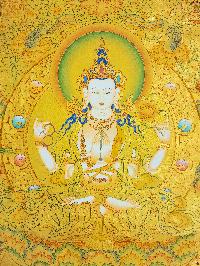 [chenrezig], Buddhist Traditional Painting, Hand Painted, [real Gold]