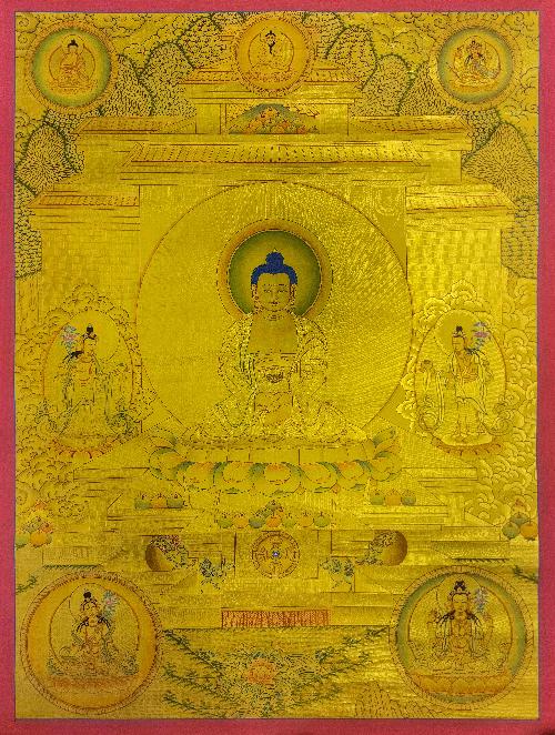 [amitabha Buddha], Buddhist Traditional Painting, Hand Painted, [real Gold]