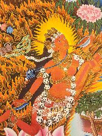 [akash Yogini], Buddhist Traditional Painting, Hand Painted, [real Gold]