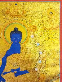 [medicine Buddha], Buddhist Traditional Painting, Hand Painted, [real Gold]