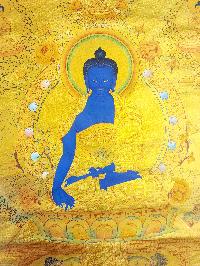 [medicine Buddha], Buddhist Traditional Painting, Hand Painted, [real Gold]